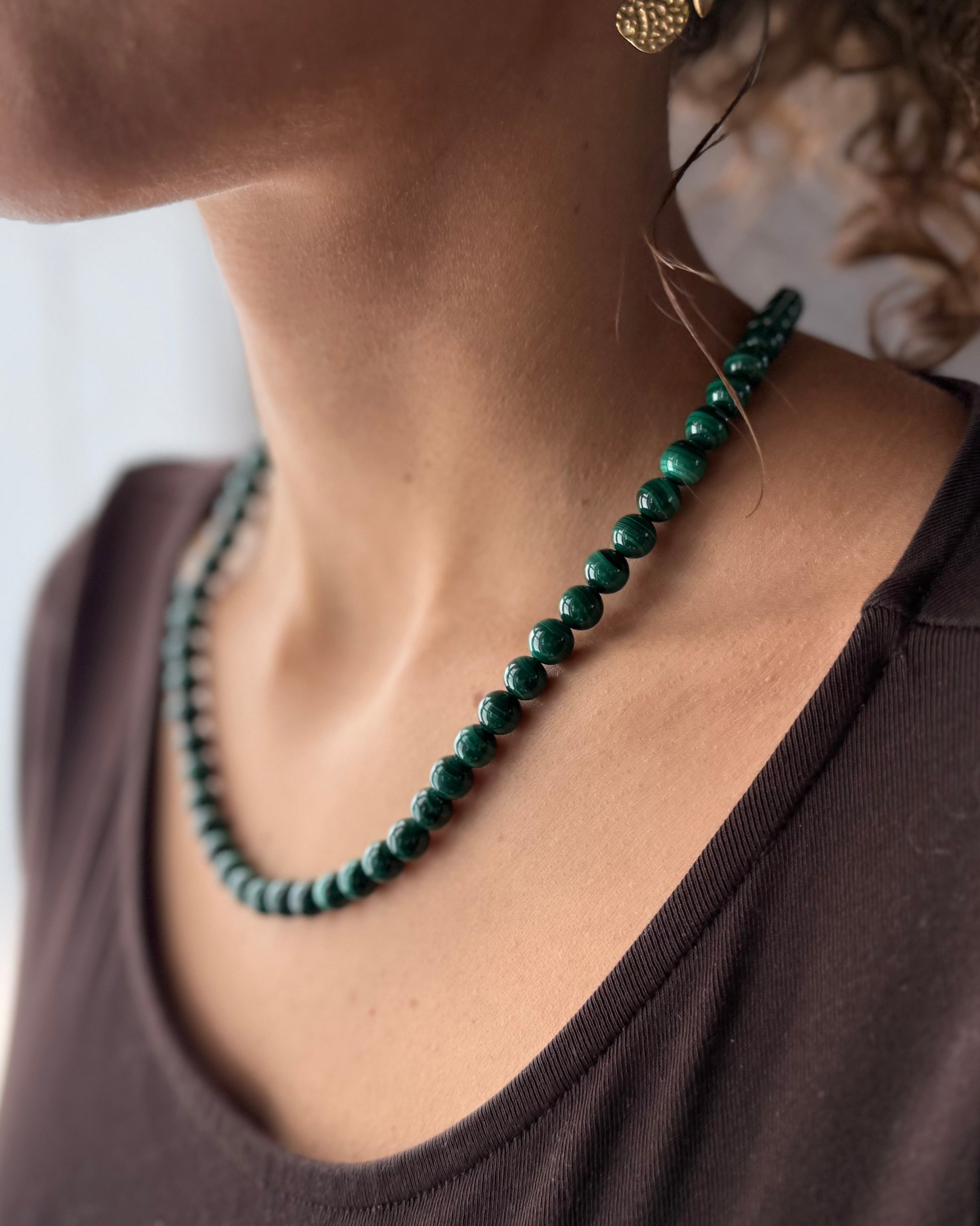SET Collana-Bracciale in Malachite