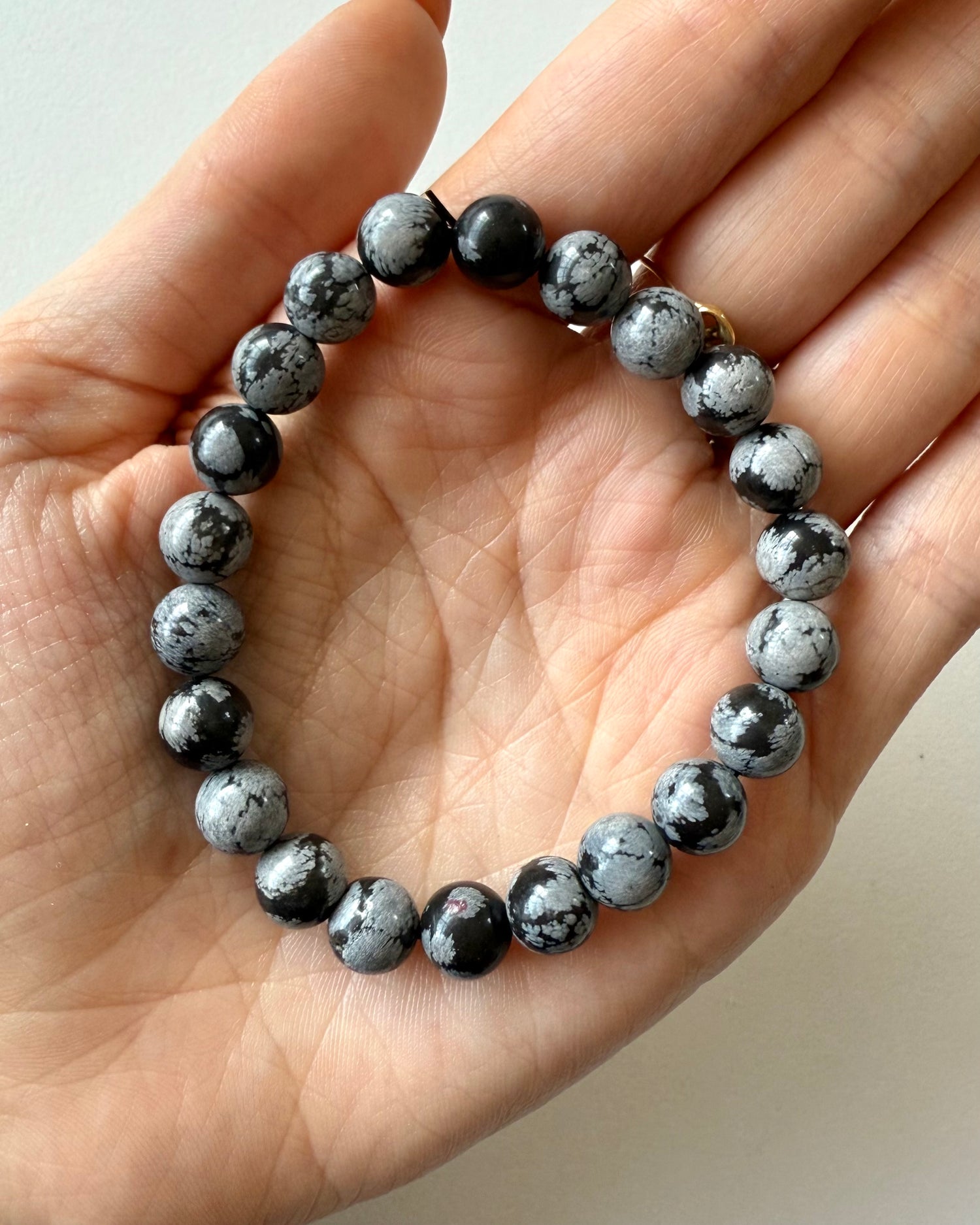 Bracciale in Ossidiana Fiocco Di Neve