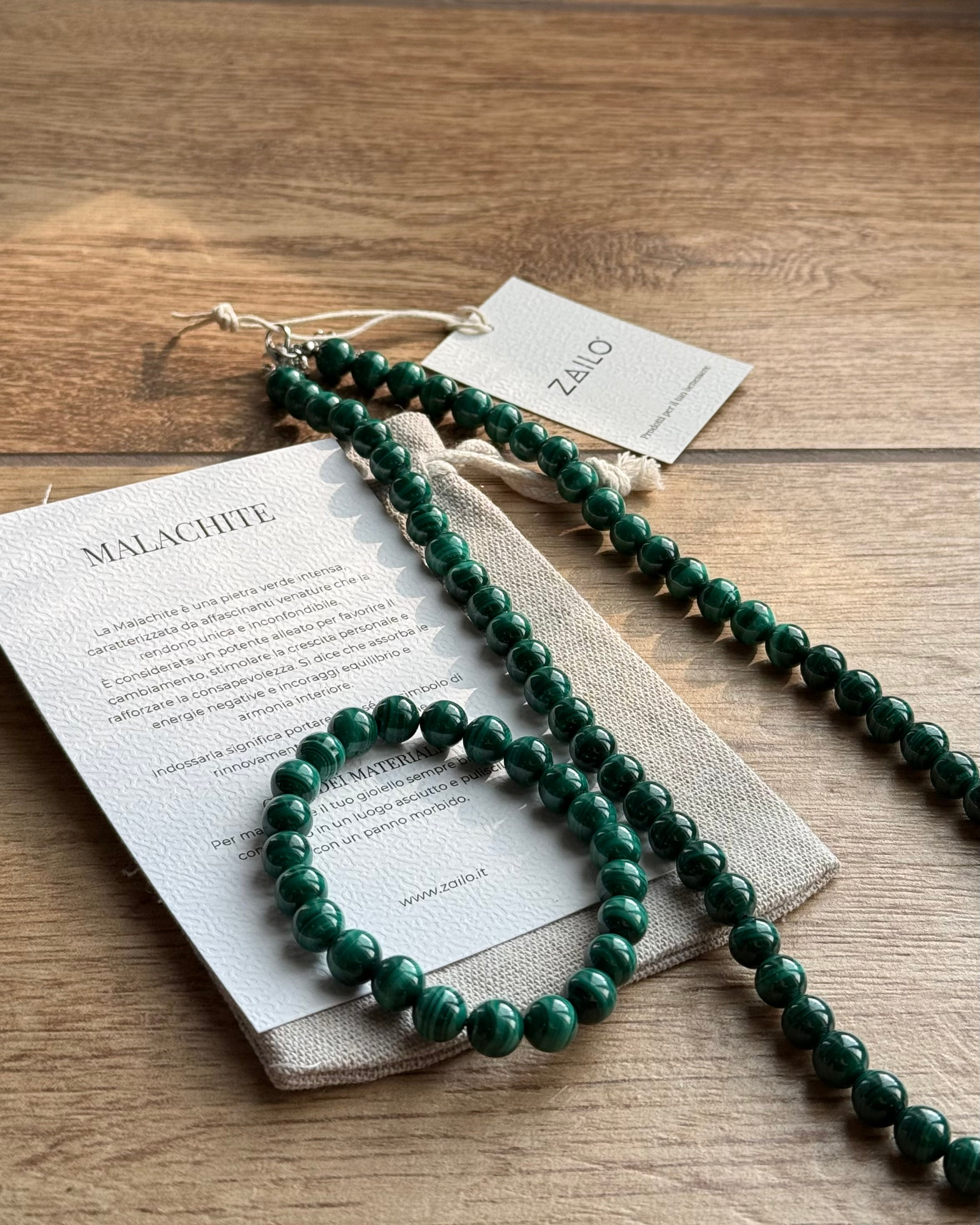 SET Collana-Bracciale in Malachite